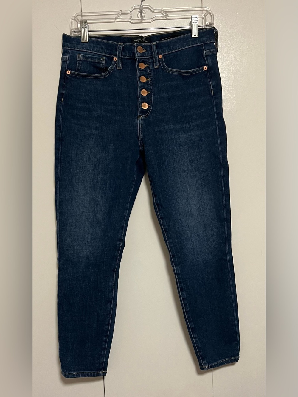 Banana Republic High Rise Skinny Jeans Women’s 29P Petite Blue Denim Button Fly